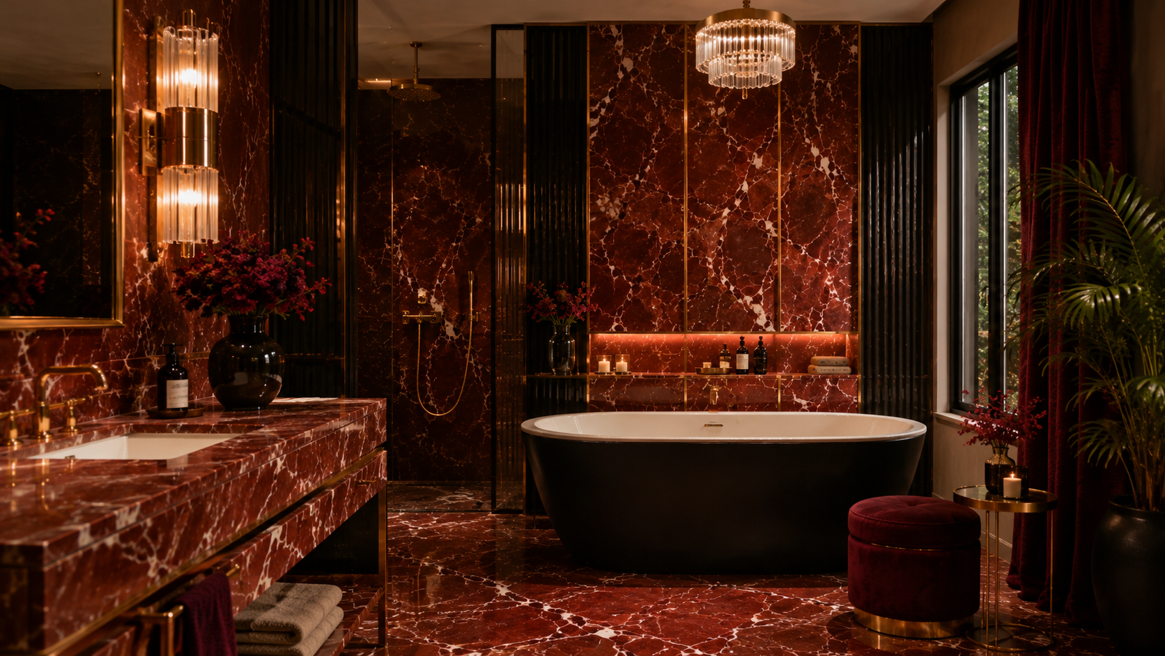 20 Red Marble Bathroom Ideas for a Luxe Neo Deco Look